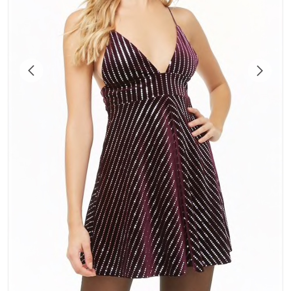 Purple Velvet Sequin Skater Dress